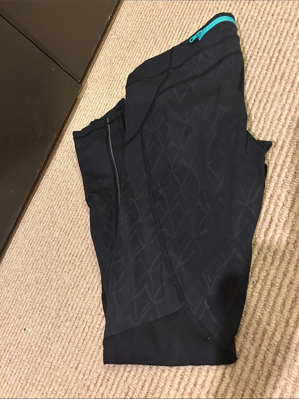 Ivivva Black Leggings with Teal Zip Pocket